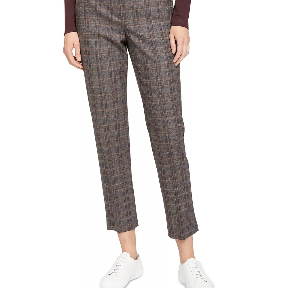 Theory treeca plaid cropped pants